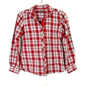 3/$30 Eddie Bauer Red Plaid Long Sleeve Cotton Button-Up Shirt Small